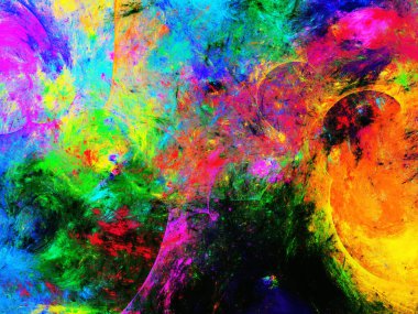 gökkuşağı Soyut Fraktal arka plan 3d render illüstrasyon