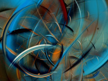 mavi soyut fraktal arkaplan 3d oluşturma