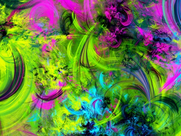 Verde Abstrato Fractal Fundo Renderização — Fotografia de Stock