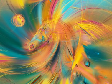 turuncu soyut fraktal arkaplan 3d oluşturma