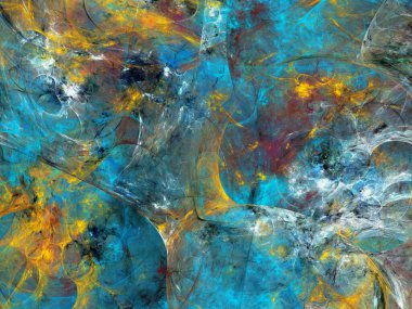 mavi soyut fraktal arkaplan 3d oluşturma