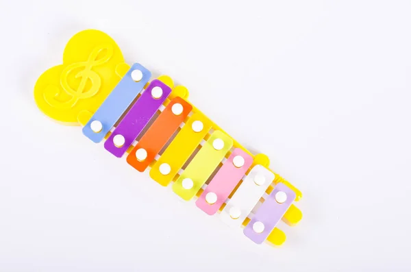 Kleurrijke Toon Speelgoed Xylofoon Klokkenspel Gemaakt Van Metaal Kunststof Witte — Stockfoto