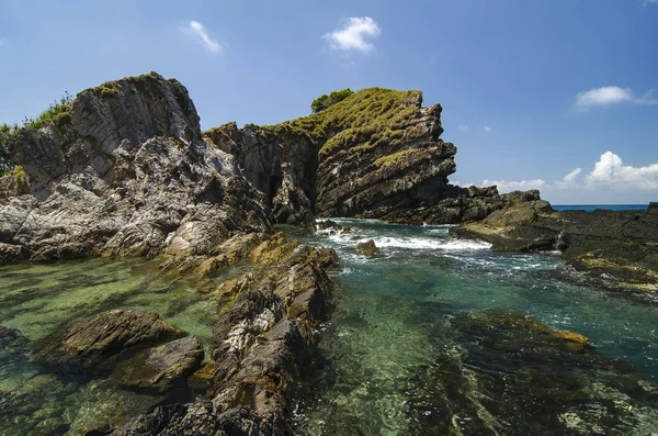 Hidden beauty of Kapas Island located in Terenganu, Malaysia at sunny day. blue sky and clear sea water.