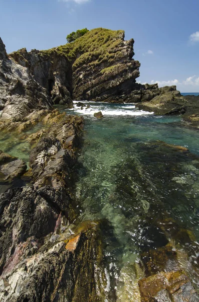 Hidden beauty of Kapas Island located in Terenganu, Malaysia at sunny day. blue sky and clear sea water.