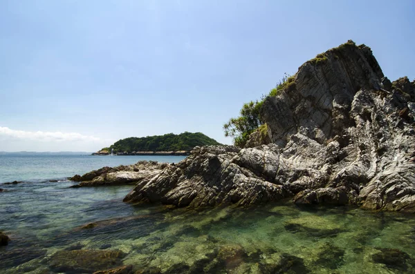 Hidden beauty of Kapas Island located in Terenganu, Malaysia at sunny day. blue sky and clear sea water.