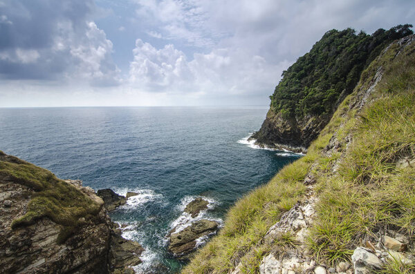 Hidden beauty of Kapas Island located in Terenganu, Malaysia at sunny day. blue sky and clear sea water.