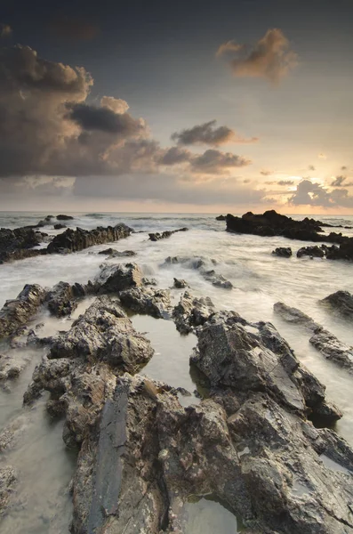 Magiska Ljus Scenery Solnedgång Soluppgång Pandak Beach Terengganu Malaysia Med — Stockfoto