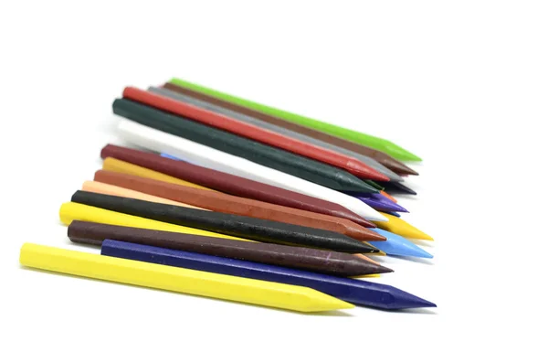 Cor Colorida Crayon Empilhado Isolado Fundo Branco Ideal Para Conceito — Fotografia de Stock