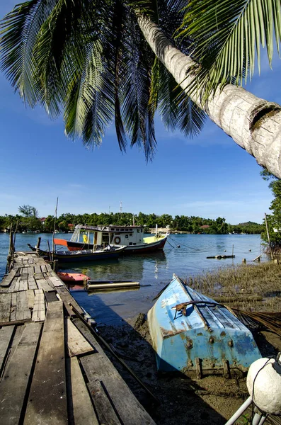 Doğada, doğal görünümünü köyü yakınlarında nehir kıyısında güneşli gün altında Terengganu, Malezya'da bulunan güzel