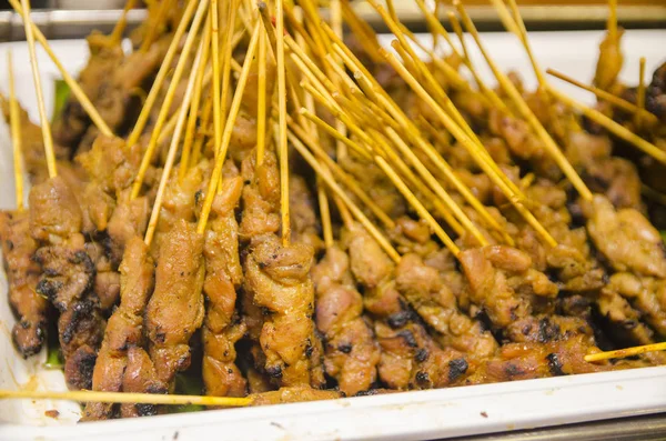 Maleisische Beroemde Gerechten Kip Satay Marinated Met Verscheidenheid Van Kruiden — Stockfoto