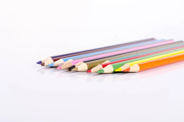 Matita Colore Colorato Impilato Sfondo Bianco Ideale Back School Concetto — Foto Stock