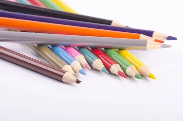 Matita Colore Colorato Impilato Sfondo Bianco Ideale Back School Concetto — Foto Stock