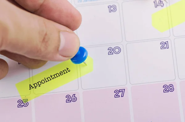 Word APPOINTMENT on calendar for time planning or business concept — Stock Photo, Image