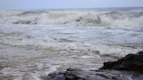 Beelden van tropische zeegezicht onder heldere zonnige dag en blauwe hemel achtergrond — Stockvideo