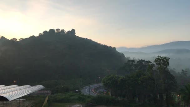 Niebla y niebla que rodea las tierras altas de Cameron, Malasia — Vídeo de stock