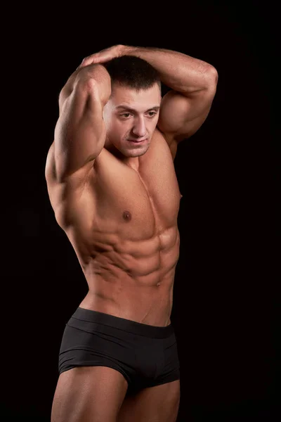 Portrait Bodybuilder Showing His Abs Studio Shot Isolated — Stock Photo, Image