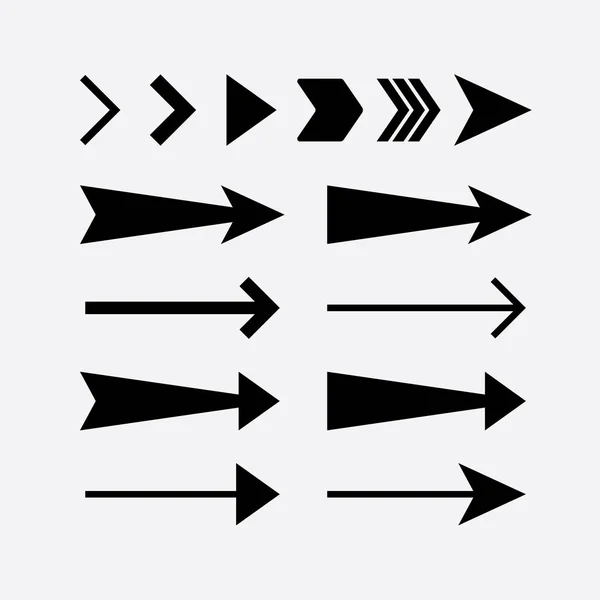 Set di icone con freccia vettoriale in stile piatto — Vettoriale Stock