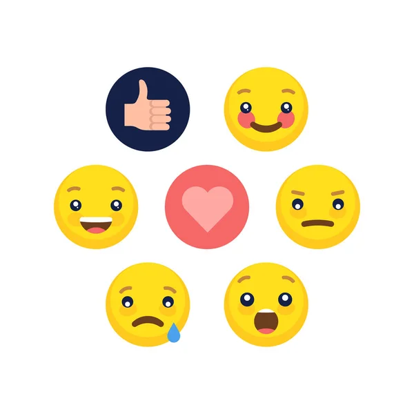 Abstrakt plan stil designsamling känslor emoji — Stock vektor