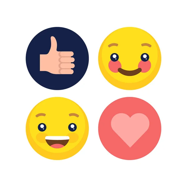 Soyut düz stil tasarım duygu emoji koleksiyonu — Stok Vektör