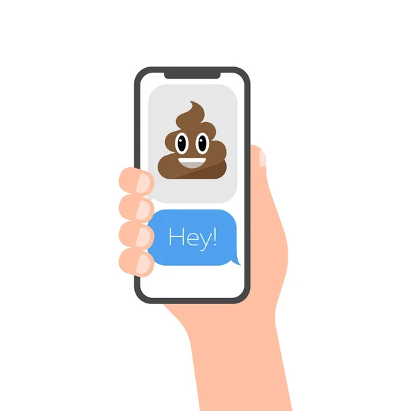 Vector emoticon poop icon on phone screen symbol illustration Stock Illustration