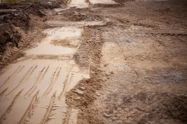 Costruzione sabbia. Preparare la costruzione di un parcheggio. — Foto Stock