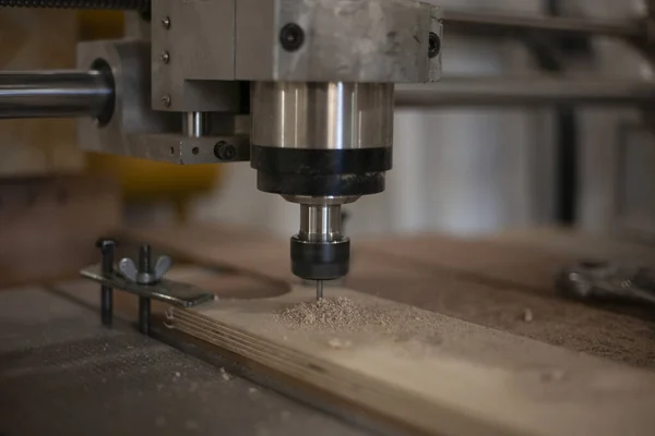 CNC drilling machine. Drill work on wood. — Stock Photo, Image