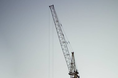 Bir inşaat alanında kule vinci. 