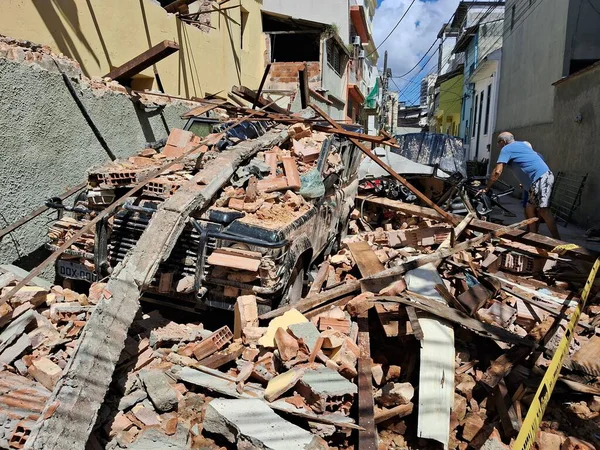 Rio Janeiro Brazil 2024 Woman Dies Man Injured House Collapses — Stock Photo, Image