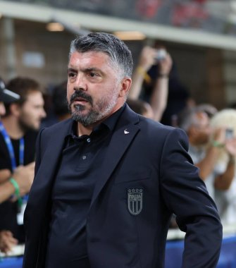 Bergamo (İtalya), 09 / 05 / 2025 - Dünya Kupası elemeleri / Avrupa / İtalya / Estonya - İtalya milli takımı ile Estonya milli takımı arasındaki maçta teknik direktör gennaro gattuso. (Edson de souza 2nci bölüm))             