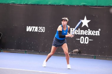 Sao Paulo (SP), 09 / 06 / 2025 - Sao Paulo 'da 6-14 Eylül tarihleri arasında Sao Paulo' nun batı bölgesindeki Villa-Lobos Park 'ta düzenlenen SP Open' da Alman Emily Appeleton ve Amerikalı Victoria Hu arasında oynanan karşılaşma. (leco viana\ yeni2))  