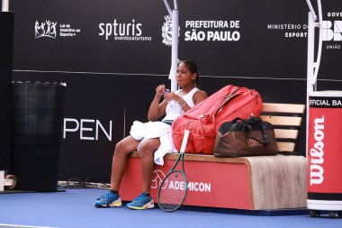 Sao Paulo (SP), 6 Eylül 2025 - Brezilya 'lı Ana Cruz ile Fransız Yasmine Mansouri arasındaki maç, Sao Paulo' daki SP Açık 'ta, 6-14 Eylül tarihleri arasında Villa-Lobos Park' ta gerçekleşti. (leco viana\ yeni2))    