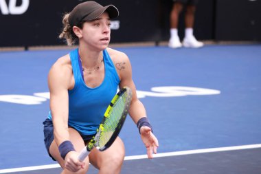 Sao Paulo (SP), 6 Eylül 2025 - Brezilyalı Grana Pedretti ile Arjantinli Victoria Bosio arasındaki maç, Sao Paulo 'daki SP Açık' ta, 6-14 Eylül tarihleri arasında Villa-Lobos Park 'ta gerçekleşmiştir. (leco viana\ yeni2)) 