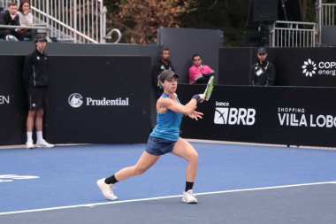 Sao Paulo (SP), 6 Eylül 2025 - Brezilyalı Grana Pedretti ile Arjantinli Victoria Bosio arasındaki maç, Sao Paulo 'daki SP Açık' ta, 6-14 Eylül tarihleri arasında Villa-Lobos Park 'ta gerçekleşmiştir. (leco viana\ yeni2)) 