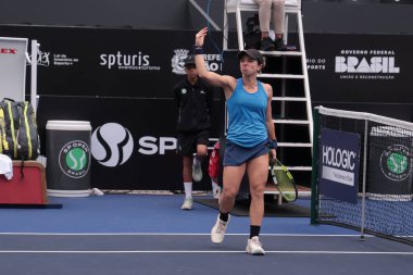 Sao Paulo (SP), 6 Eylül 2025 - Brezilyalı Grana Pedretti ile Arjantinli Victoria Bosio arasındaki maç, Sao Paulo 'daki SP Açık' ta, 6-14 Eylül tarihleri arasında Villa-Lobos Park 'ta gerçekleşmiştir. (leco viana\ yeni2)) 