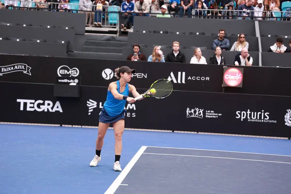 Sao Paulo (SP), 6 Eylül 2025 - Brezilyalı Grana Pedretti ile Arjantinli Victoria Bosio arasındaki maç, Sao Paulo 'daki SP Açık' ta, 6-14 Eylül tarihleri arasında Villa-Lobos Park 'ta gerçekleşmiştir. (leco viana\ yeni2)) 