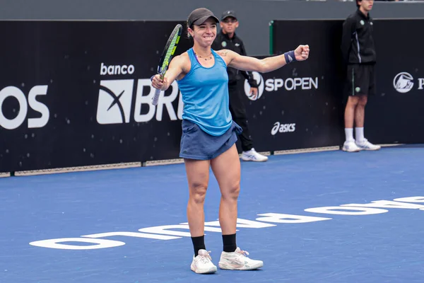 Sao Paulo (SP), 6 Eylül 2025 - Brezilyalı Grana Pedretti ile Arjantinli Victoria Bosio arasındaki maç, Sao Paulo 'daki SP Açık' ta, 6-14 Eylül tarihleri arasında Villa-Lobos Park 'ta gerçekleşmiştir. (leco viana\ yeni2)) 