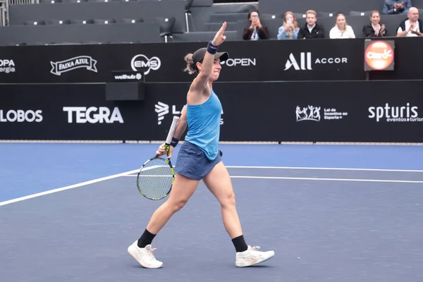 Sao Paulo (SP), 6 Eylül 2025 - Brezilyalı Grana Pedretti ile Arjantinli Victoria Bosio arasındaki maç, Sao Paulo 'daki SP Açık' ta, 6-14 Eylül tarihleri arasında Villa-Lobos Park 'ta gerçekleşmiştir. (leco viana\ yeni2)) 