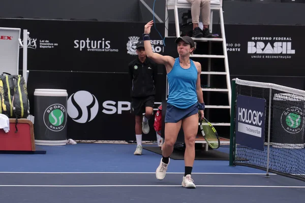 Sao Paulo (SP), 6 Eylül 2025 - Brezilyalı Grana Pedretti ile Arjantinli Victoria Bosio arasındaki maç, Sao Paulo 'daki SP Açık' ta, 6-14 Eylül tarihleri arasında Villa-Lobos Park 'ta gerçekleşmiştir. (leco viana\ yeni2)) 