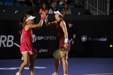 Sao Paulo (SP), 8 Eylül 2025 - Brezilyalı oyuncular Ana Candiotto ve Beatriz Haddad, Sao Paulo 'daki SP Open' da Ingrid Martins ve Laura Pigossi arasındaki ikili maç. (leco viana\ yeni2))    