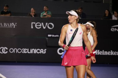 Sao Paulo (SP), 8 Eylül 2025 - Brezilyalı oyuncular Ana Candiotto ve Beatriz Haddad, Sao Paulo 'daki SP Open' da Ingrid Martins ve Laura Pigossi arasındaki ikili maç. (leco viana\ yeni2))    