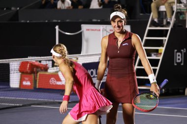 Sao Paulo (SP), 8 Eylül 2025 - Brezilyalı oyuncular Ana Candiotto ve Beatriz Haddad, Sao Paulo 'daki SP Open' da Ingrid Martins ve Laura Pigossi arasındaki ikili maç. (leco viana\ yeni2))    