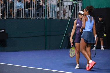 Sao Paulo (sp), 09 / 09 / 2025 - sao paulo 'da açılan sp' de Victoria luiza barros (bra) ve nauhany vitoria leme da silva (bra) vs Anna Rogers (USA) ve janice tjen (ina) arasındaki çiftler maçı. (leco viana\ yeni2))    