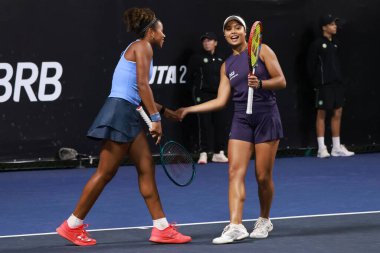 Sao Paulo (sp), 09 / 09 / 2025 - sao paulo 'da açılan sp' de Victoria luiza barros (bra) ve nauhany vitoria leme da silva (bra) vs Anna Rogers (USA) ve janice tjen (ina) arasındaki çiftler maçı. (leco viana\ yeni2))    
