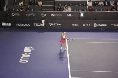 Sao Paulo (SP), 11 Eylül 2025 - Sao Paulo 'daki SP Açık' ta Beatriz Haddad Maia (BRA) ile Laura Pigossi arasındaki maç, 11 Eylül 2025 tarihinde Villa-Lobos Park 'ta gerçekleşmiştir. (leco viana\ yeni2))    