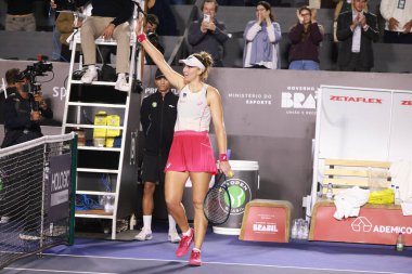 Sao Paulo (SP), 11 Eylül 2025 - Sao Paulo 'daki SP Açık' ta Beatriz Haddad Maia (BRA) ile Laura Pigossi arasındaki maç, 11 Eylül 2025 tarihinde Villa-Lobos Park 'ta gerçekleşmiştir. (leco viana\ yeni2))    