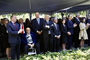 24. yıldönümü 9 / 11 anma töreni. 11 Eylül 2025, New York, ABD: (L-R) Andrew Giuliani, eski New York Belediye Başkanı Rudy Giuliani ve Howard Lutnick 'in oğlu. (niyi fote\ theenews2)