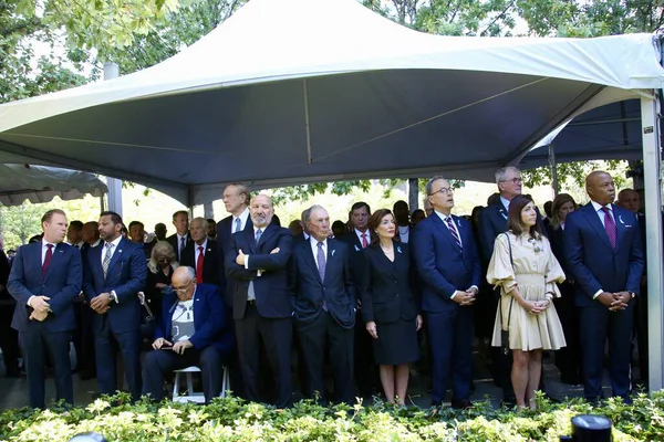 11 Eylül 2025, New York, ABD: (I-r) Andrew Giuliani, New York eski belediye başkanı ve FBI başkanı, Kash Patel 'in oğlu, eski New York belediye başkanı, Rudy Giuliani, Howard Lutnick. (niyi fote\ theenews2)