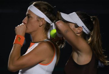 Sao Paulo (SP), 12 Eylül 2025 - Villa-Lobos Park 'ta düzenlenen SP Open' da Timea Babos (HUN) ve Luisa Stefani (BRA) ile Anna Rogers (USA) ve Janice Tjen (INA) arasındaki ikili maç. (leco viana\ yeni2))     