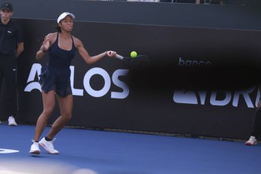 Sao Paulo (SP), 13 Eylül 2025 - Villa-Lobos Park 'ta oynanan SP Açık' ta Tiantsoa Rakotomanga Rajaonah (FRA) ile Janice Tjen (INA) karşılaşması. (leco viana\ yeni2))     