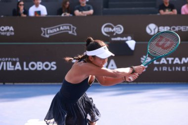 Sao Paulo (SP), 13 Eylül 2025 - Villa-Lobos Park 'ta oynanan SP Açık' ta Tiantsoa Rakotomanga Rajaonah (FRA) ile Janice Tjen (INA) karşılaşması. (leco viana\ yeni2))     